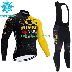 Jumbo Visma Tdf Velodrome Cykeltrøje Langærmet + Bib Cykelbukser Vinter Thermal Fleece 2023